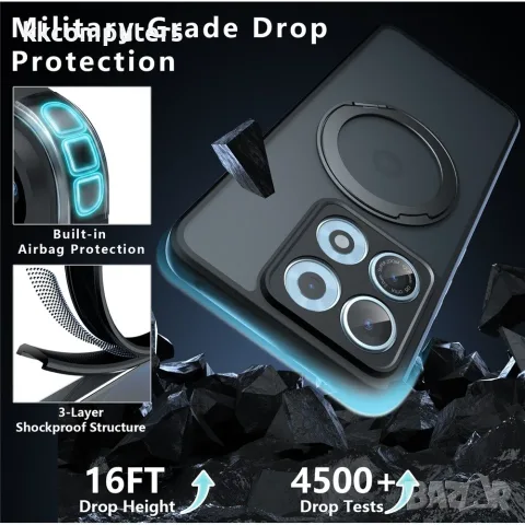 За Motorola Edge 70 Max 5G Матов Магнитен TPU PC Калъф Skin-Touch с 360° Въртяща Стойка и Скрийн Про, снимка 6 - Калъфи, кейсове - 55885614