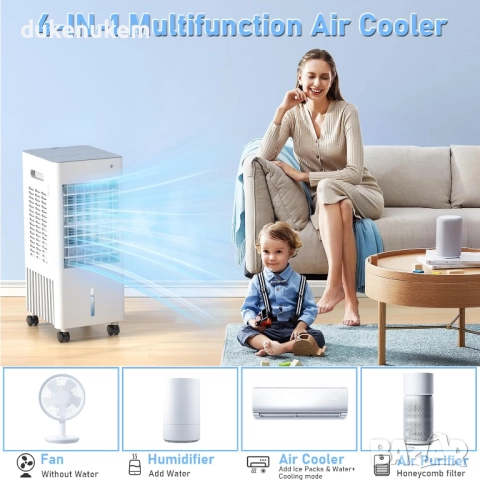 Мобилен климатик 4 в 1 с водно охлаждане, 8L, снимка 8 - Климатици - 52569631