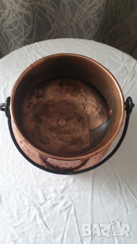 Медно трикрако менче ,котле, снимка 4 - Съдове за готвене - 44385495