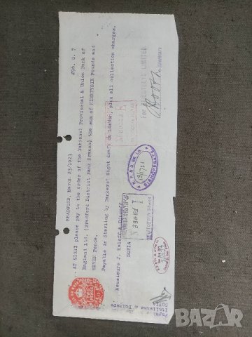 стар чек , запис Италианска и българска 1923 bradford district bank branch, снимка 2 - Други ценни предмети - 44430826