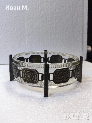 Кристална купа за бонбони с мелхиор 