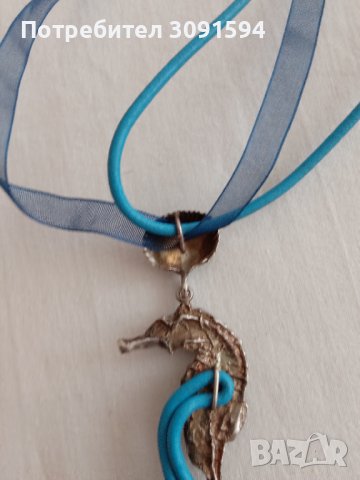 Висулка морско конче маркирана 925проба за сребро на закопчалката, снимка 4 - Антикварни и старинни предмети - 42201955