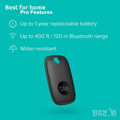Tile Pro (2022) Bluetooth устройство за търсене на предмети, 1 брой, обхват 120 м, работи с Alexa , снимка 6 - Селфи стикове, аксесоари - 55931467