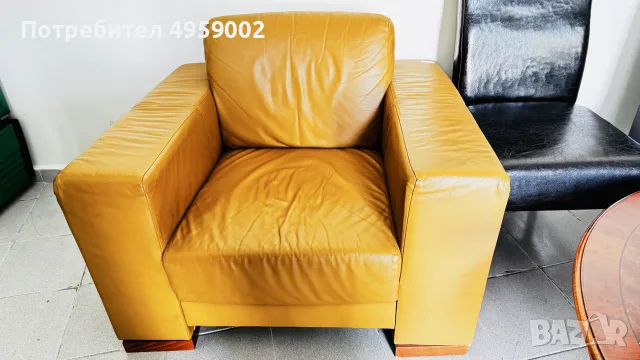 Голям кожен фотьойл, снимка 2 - Дивани и мека мебел - 56220083
