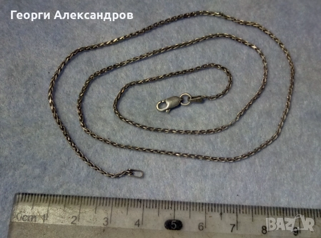 Фино СРЕБЪРНО КОЛИЕ / ВЕРИЖКА Сребро 925 ITALY S с БЯЛА ПОЗЛАТА Здрава Красива Винтидж - АРТ Плетка