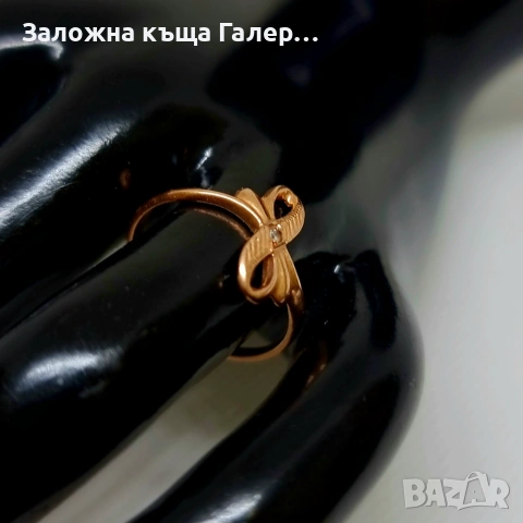 Стилен златен пръстен с фианит – 585 проба - 1,63г, снимка 6 - Пръстени - 54215041