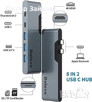USB C хъб за MacBook, 8 IN 2, снимка 1 - Други - 42443123