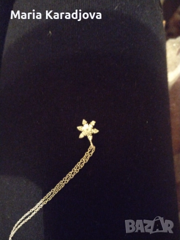 Сребърно синджирче с висулка снежинка, снимка 3 - Колиета, медальони, синджири - 51896971