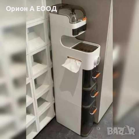 Мултифункционален Шкаф на Колелца Водоустойчив от Поликарбон с Вграден Аромантизатор и LED светлина, снимка 2 - Шкафове - 52053612