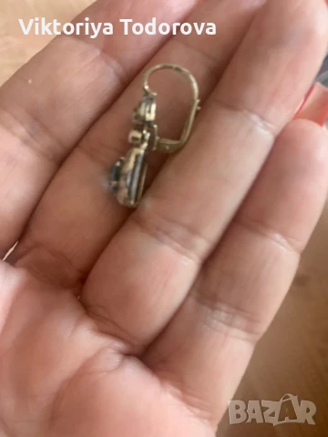 14К зл.обеци с диаманти и топаз-КОЛЕДНА ОФЕРТА , снимка 2 - Обеци - 51141856