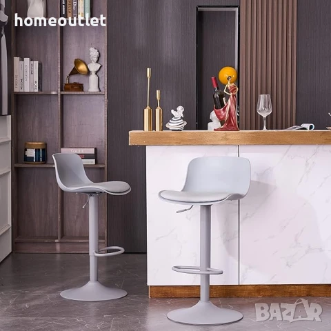 Висококачествен бар стол с регулируема височина, к-т от 2бр EUYY102-1909-GR-DE, снимка 2 - Столове - 50777505