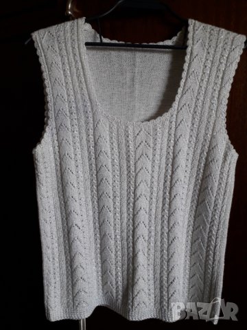 Дамска плетена бяла блузка без ръкав, снимка 1 - Корсети, бюстиета, топове - 30087712
