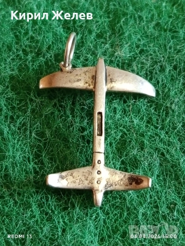 Красива сребърна висулка във формата на Самолет подходящ аксесоар за ежедневието 54180, снимка 2 - Колиета, медальони, синджири - 54079337