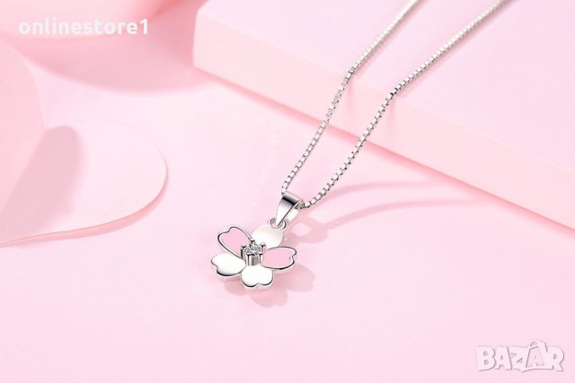 Сребърно колие - Розово цвете Код: K104, снимка 3 - Колиета, медальони, синджири - 30665370
