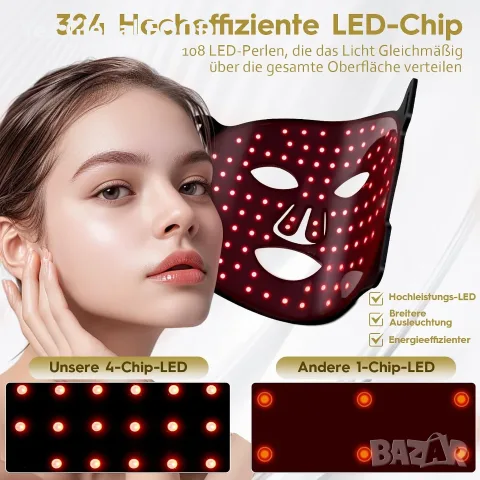 Soeumoir LED маска за лице с 7 цвята и 108 LED, снимка 3 - Козметика за лице - 56267226