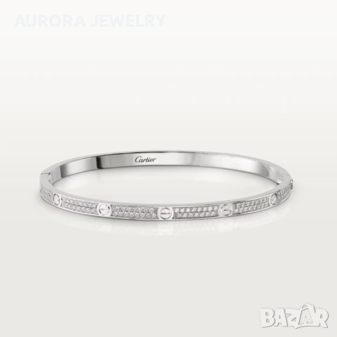 CARTIER Love Small Paved White Gold Diamonds Гривна с Отверка, снимка 10 - Гривни - 53169859