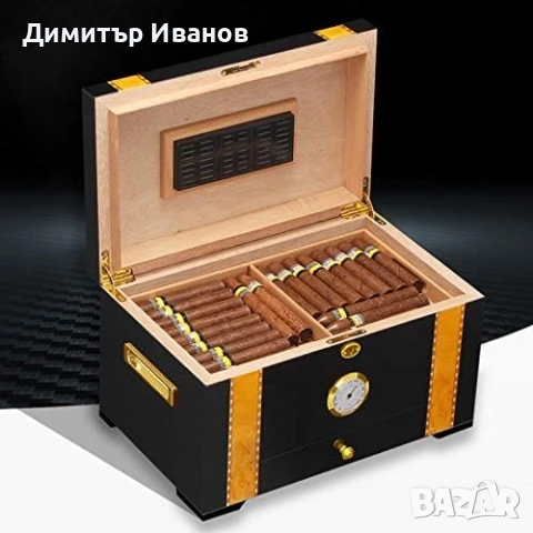 Кедров хумидор за 80-100 пури със хидрометър и овлажнител, снимка 4 - Други - 50996842