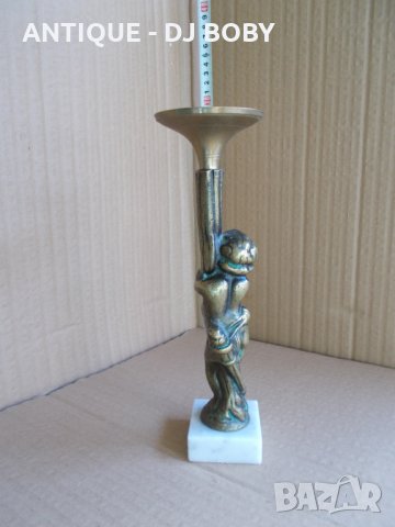 Бронзова статуетка-свещник "Олимпийското Момче", снимка 4 - Статуетки - 34226078