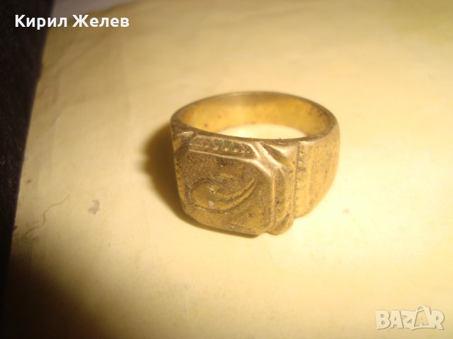 СТАР ПОЗЛАТЕН БРОНЗОВ ПРЪСТЕН ОРНАМЕНТИРАН РЪЧНО МАЙСТОРСКА АРТ ДЕКО СТИЛ ИЗРАБОТКА МАСИВЕН 21892, снимка 6 - Антикварни и старинни предмети - 33962674