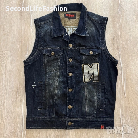 Мъжки мото елек Maskulin Moto Biker размер L дънков