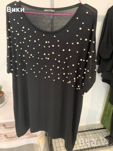 Асиметрична блуза с перли размер L/XL, снимка 9 - Блузи с дълъг ръкав и пуловери - 44259799
