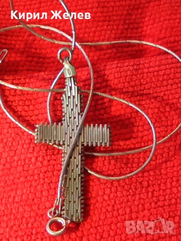 ДЕБЕЛО ПОСРЕБРЕН СРЕБЪРЕН ВИНТИДЖ АРТ МОДЕЛ КРЪСТ с ПОСРЕБРЕНА ВЕРИЖКА и ПЕЧАТИ 925 / 30840, снимка 6 - Колиета, медальони, синджири - 40552645