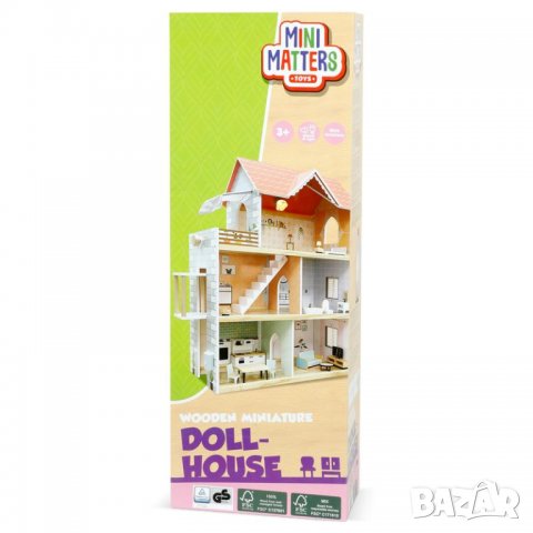 Къща за кукли Mini Matters Дървена къща, снимка 2 - Конструктори - 39796136