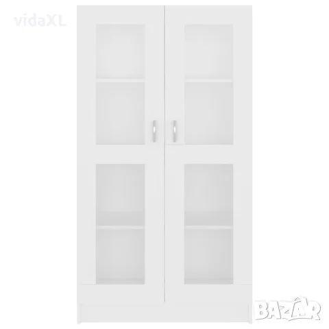 vidaXL Шкаф витрина, бял, 82,5x30,5x150 см, инженерно дърво, снимка 5 - Секции и витрини - 56147852