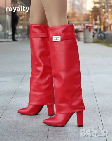 Ботуши на ток - червена кожа