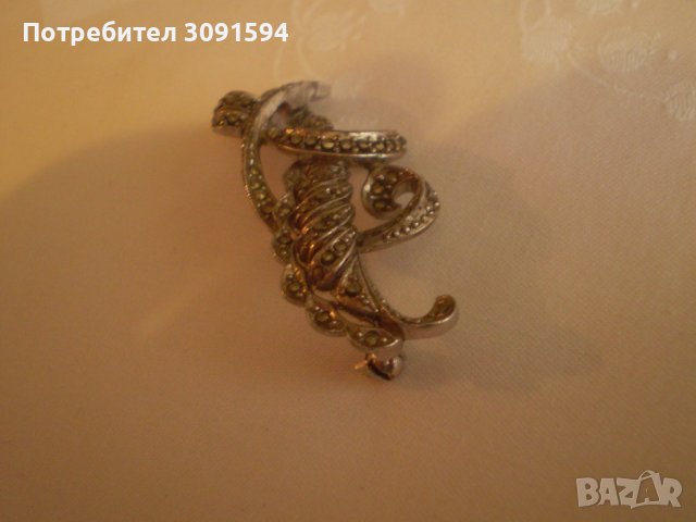 Стара брошка с марказити, снимка 3 - Антикварни и старинни предмети - 38754727