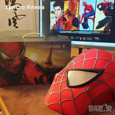 Маска Спайдърмен Марвел с мигащи магнитни светещи очи дистанционно пръстен Spiderman Marvel карнавал, снимка 8 - Други - 51852468