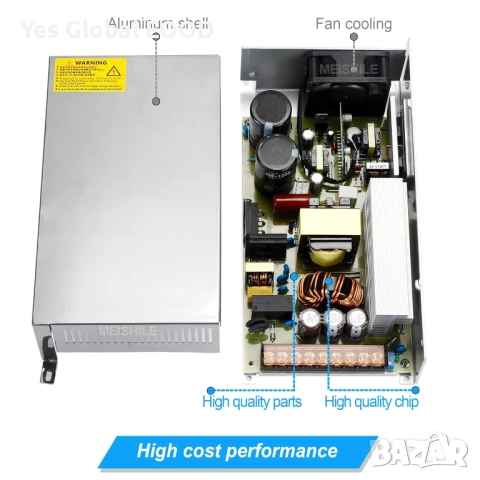 MEISHILE захранване 60V 20A 1200W индустриално S-1200-60, снимка 8 - Друга електроника - 52935717