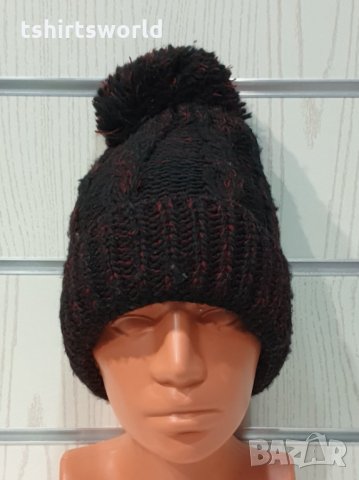 Нова зимна плетена шапка с пух/помпон, снимка 2 - Шапки - 35488686