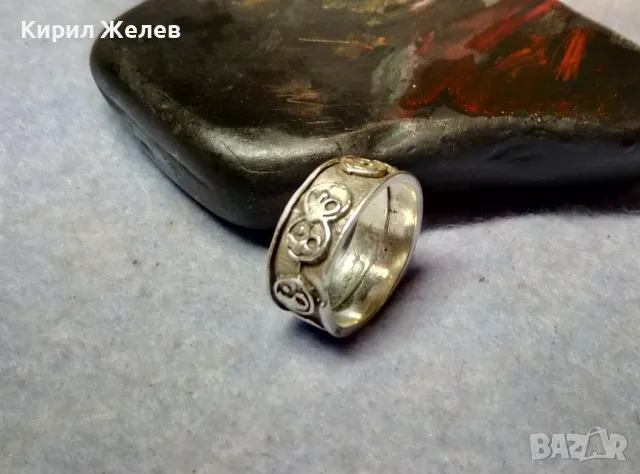 СТИЛЕН АРТ ДИЗАЙН СРЕБЪРЕН ПРЪСТЕН Тип ХАЛКА ЛАКИРАНО СРЕБРО 925 с Ин и Ян ОРНАМЕНТИКА 48568, снимка 2 - Пръстени - 49704290