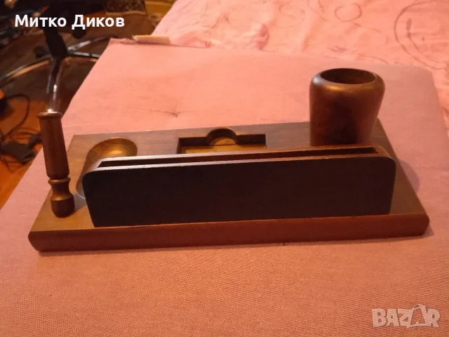 Луксозен комплект за бюро органайзер  300х120х95 мм като нов дървен