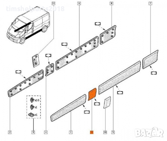 Лайсна Лява / Дясна за колонка за Opel Vivaro, Nissan, Renault Trafic II 2002-2013, снимка 7 - Части - 36420512