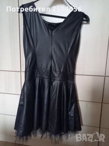 Черна дамска рокля, наподобяваща кожа , снимка 4 - Рокли - 35015424