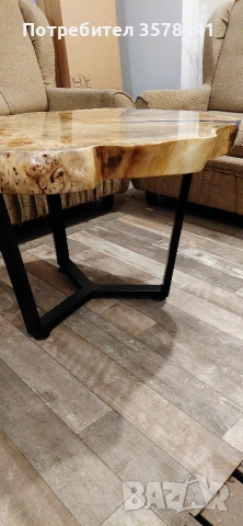 холна маса от туморна топола и епоксидна смола в синьо,масата е ръчна изработка!, снимка 4 - Маси - 53932030