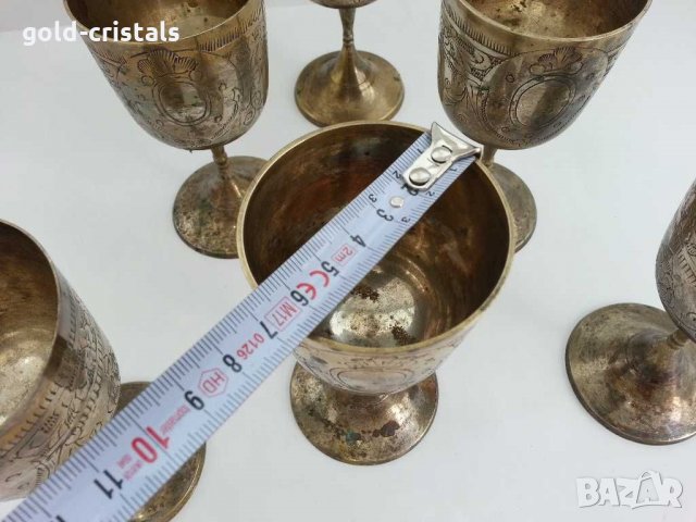 Посребрени чаши за вино месинг бронз, снимка 3 - Антикварни и старинни предмети - 29850622