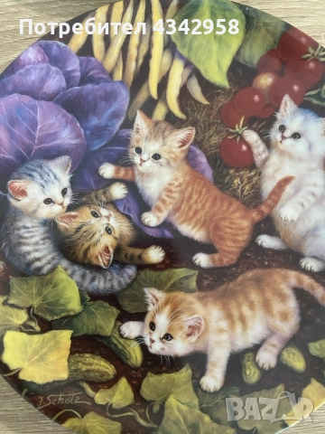 на фотографии:

Колекционерски порцеланови чинии Kahla – „Katzenkinder auf Entdeckungsreise“., снимка 3 - Други ценни предмети - 56018285
