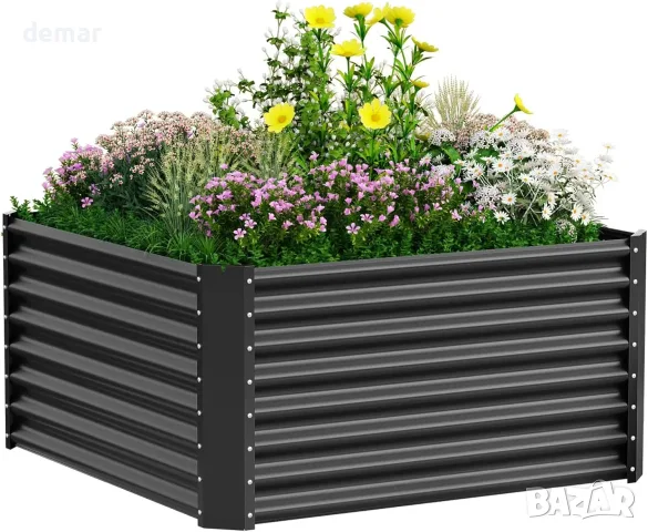 Повдигната метална градинска леха VELPAX 122 × 122 × 61 см