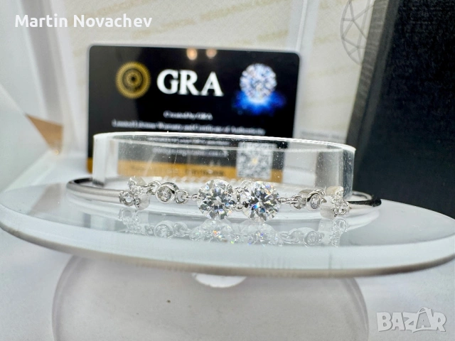 Сребърна гривна с мойсанит (Диамант) 1 карат, снимка 4 - Гривни - 53039861