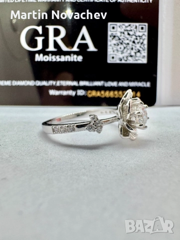 Сребърен пръстен с мойсанит (Диамант) 0.5 карата, снимка 6 - Пръстени - 52370503