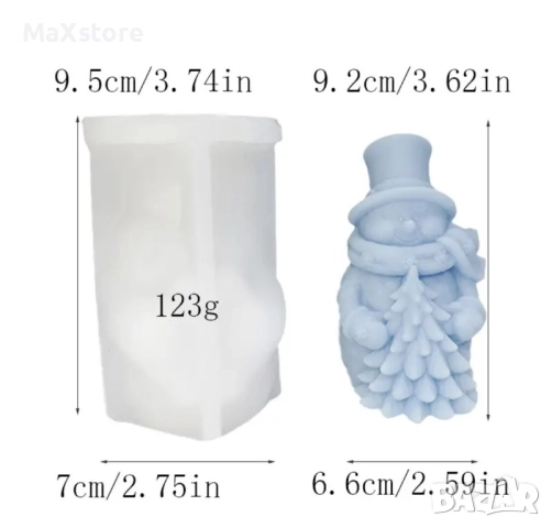 3D снежен човек с елха снежинка Силиконов молд за свещи гипс сапун смола , снимка 6 - Форми - 51955415