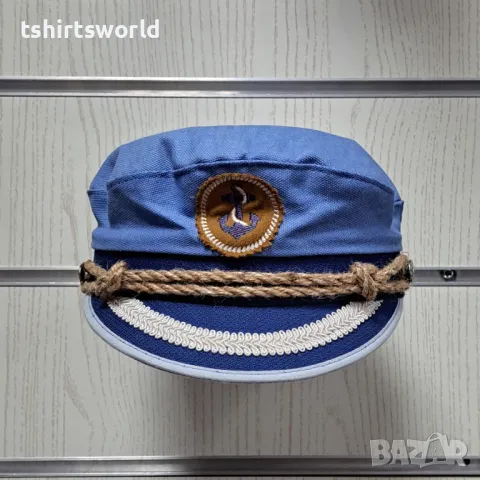 Нова капитанска шапка с Котвичка в син цвят, Унисекс