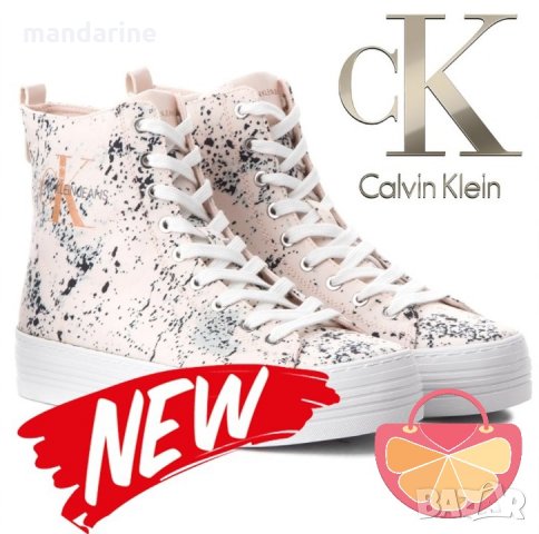 ПРОМО 🍊 CALVIN KLEIN № 38 🍊 Дамски сникърси PALE PINK & BLACK нови с кутия, снимка 12 - Кецове - 28338732