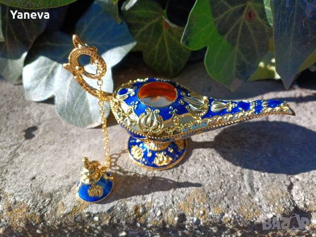 Лампата на Аладин , ароматна лампа в синьо и златно. , снимка 7 - Статуетки - 54283249