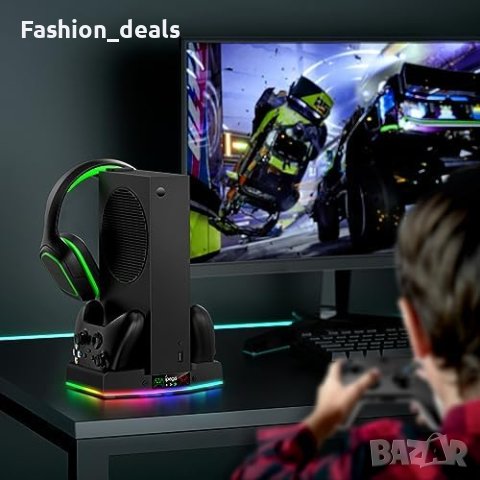 Нова Охлаждаща стойка за Xbox Series XBX със зарядна станция и RGB светлина, снимка 3 - Аксесоари - 42258586