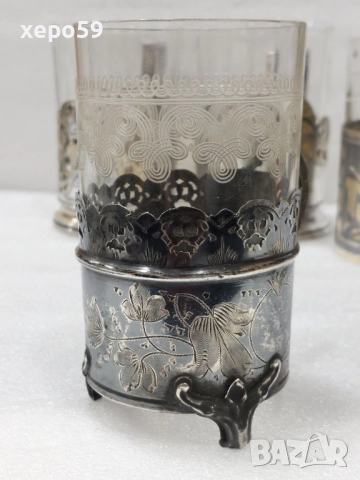 СССР-лот от много редки сребърни руски и един турски подстакани/ сребро 875, снимка 2 - Антикварни и старинни предмети - 52825209