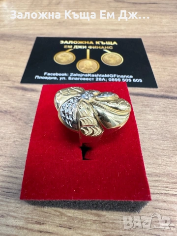 Златен пръстен цвете 2.77гр. 14к., снимка 2 - Пръстени - 54309097